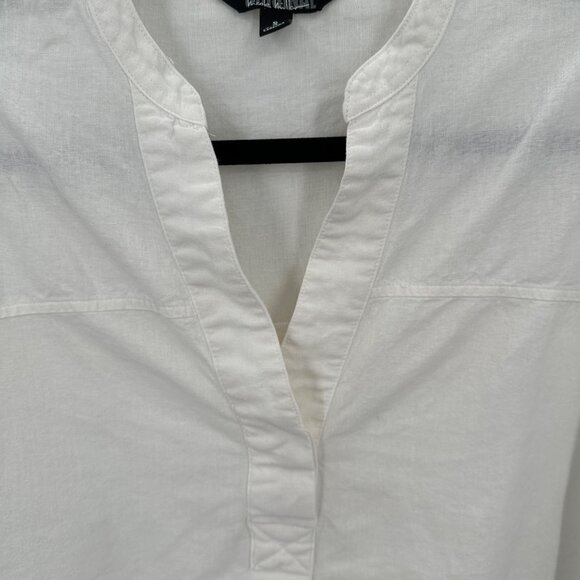 Nicole Miller Womans White Linen Blend Short Sleeve Button Detail Blouse S - Picture 5 of 10
